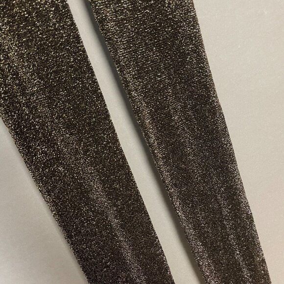 Express Tights Glitter Black Gold Women Sz Medium Large New Years Eve Christmas - Picture 10 of 11